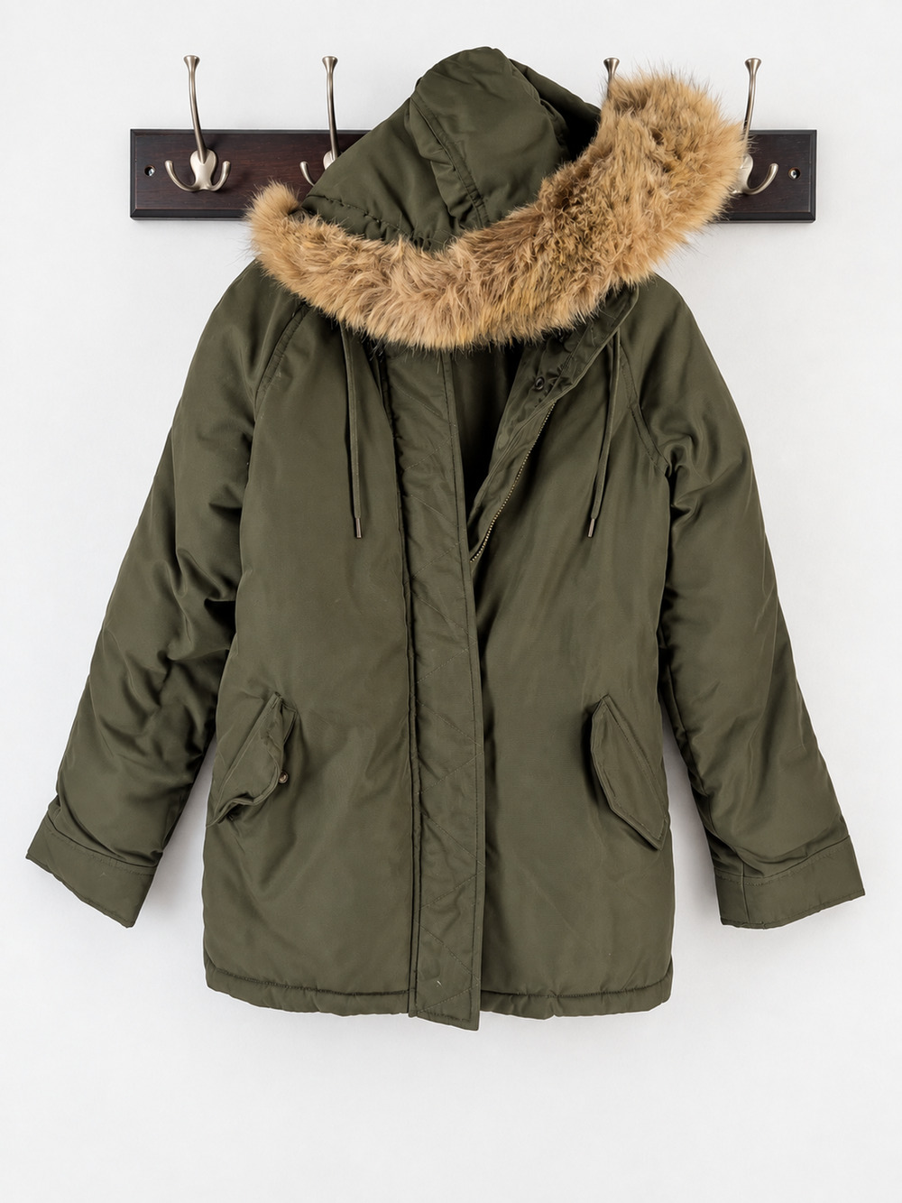 Old Navy Winter Snow Coat Parka Size Small Woman's Fur Trim Hood Quilted Heavy